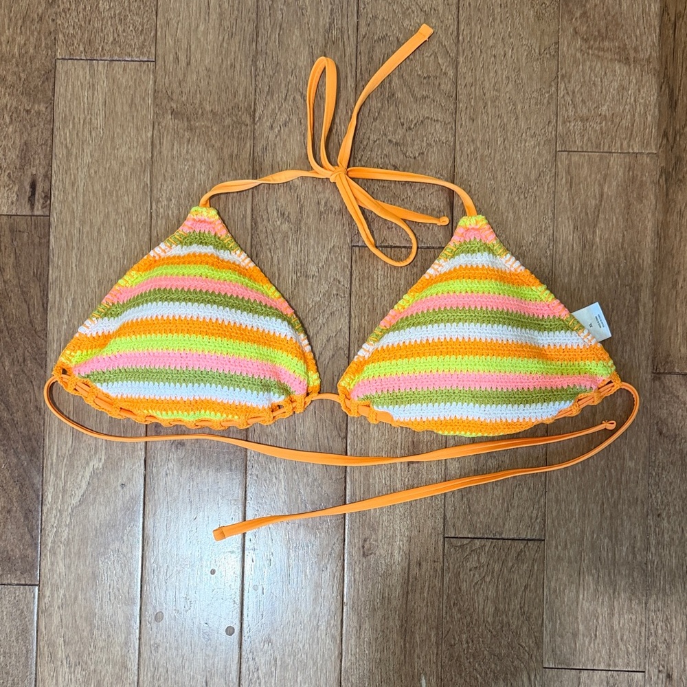 XL- wild fable Crochet Triangle Bikini Top in Orange, Pink, Yellow, White